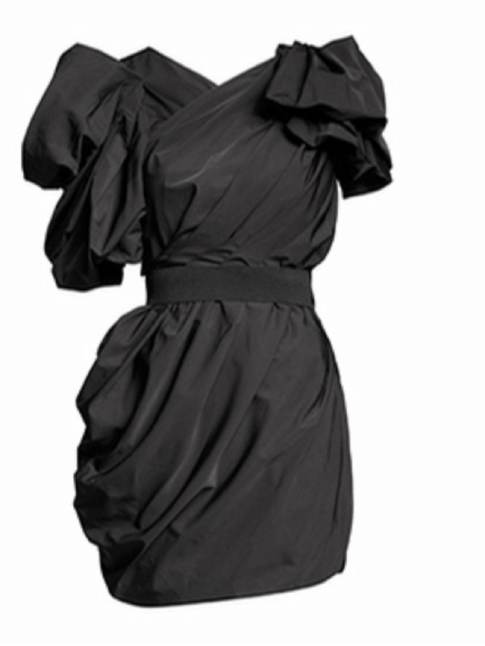 Lanvin for H& M Women's Black Puff-Sleeve Ruched Cocktail Dress - Picture 8 of 10